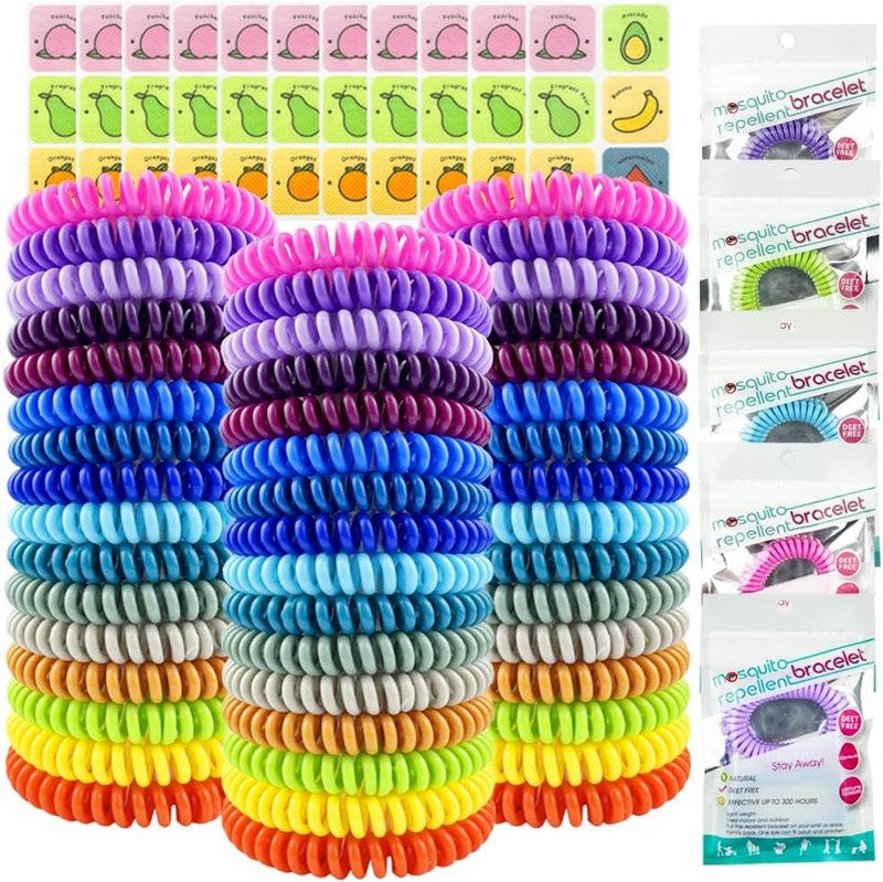 BuggyBands 48 Pack Mosquito Repellent Bracelets, Individually Wrapped DEET-Free Insect & Bug Repellent Wrist Bands with 60 Pack Mosquito Patches for Kids & Adults Outdoor Camping Fishing Traveling - Image 1